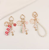 Rabbit Sakura Strap / Faux Pearl Bag Charm Keyring